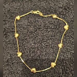 10kt Gold Ankle Heart Bracelet